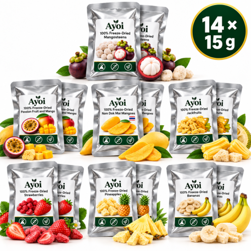 Ayoi Seven-Flavour Discovery Set – 14 × 15 g Freeze-Dried Fruit Snacks, 100% Fruit, No Added Sugar, No Additives