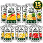 Ayoi Fat-Free Fruit Selection – 15 × 15 g Freeze-Dried Fruit Snacks, Five Flavours, 100% Fruit, No Additives, No Sugar Added